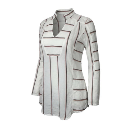 Plenty By Tracy Reese XS White Stripe Tunic Blouse Long Sleeve Popover Top Boho