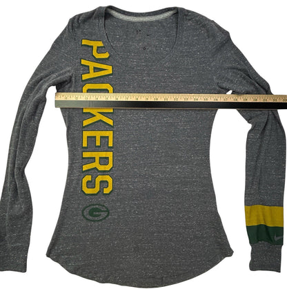 Nike Green Bay Packers Women’s Long Sleeve Shirt Gray NFL Team Apparel Medium