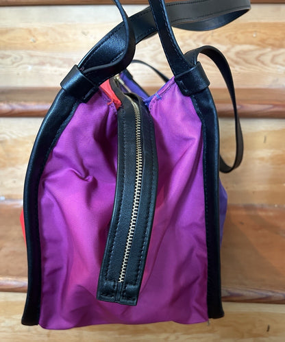 Marc Jacobs Sport Tote Bag Nylon Leather Colorblock Red Purple Pink Black