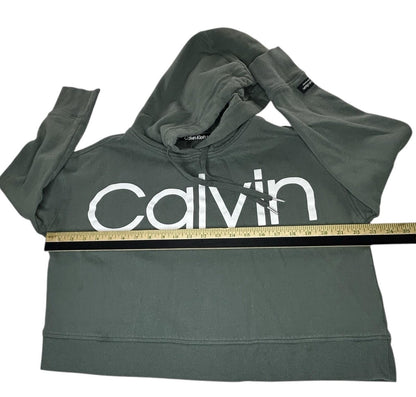 Calvin Klein Performance Hoodie Womens Medium Sage Green Cropped Sweatshirt