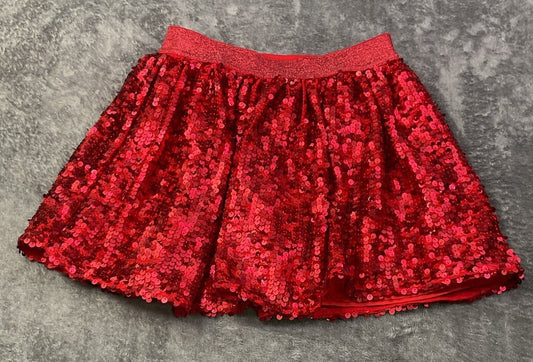 Cat & Jack Girls Red Sequin Skirt XS 4/5 Holiday Christmas Party Lined Sparkle