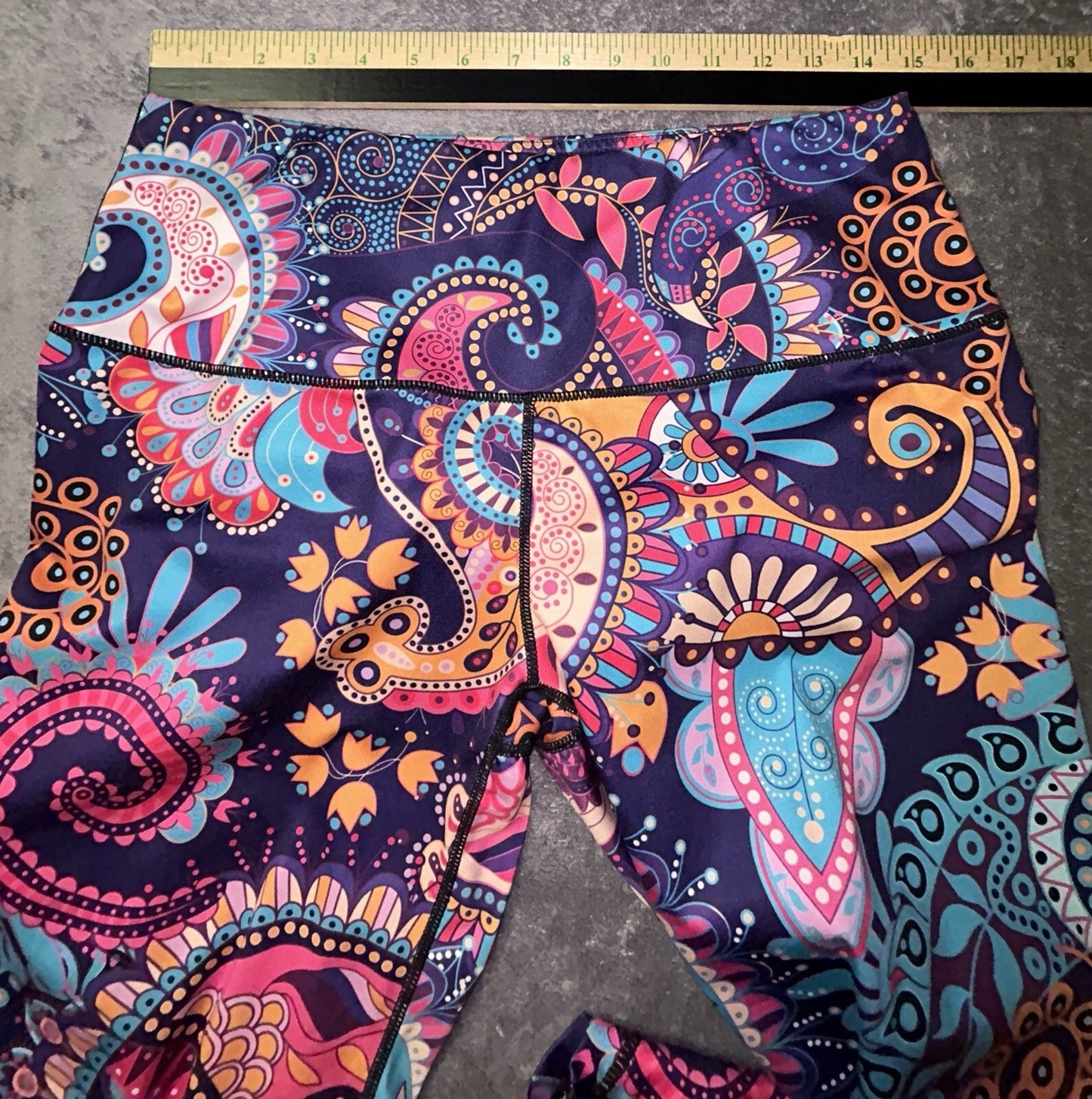 DOUPOD Women's XL Paisley Floral High Waisted Yoga Leggings Multicolor