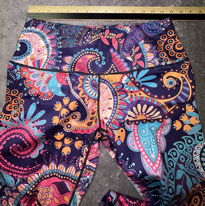 DOUPOD Women's XL Paisley Floral High Waisted Yoga Leggings Multicolor