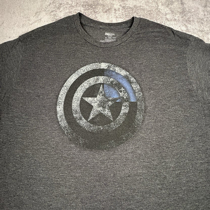 Marvel Captain America Mens 2XL T Shirt Shield Logo Gray Mad Engine Graphic Tee