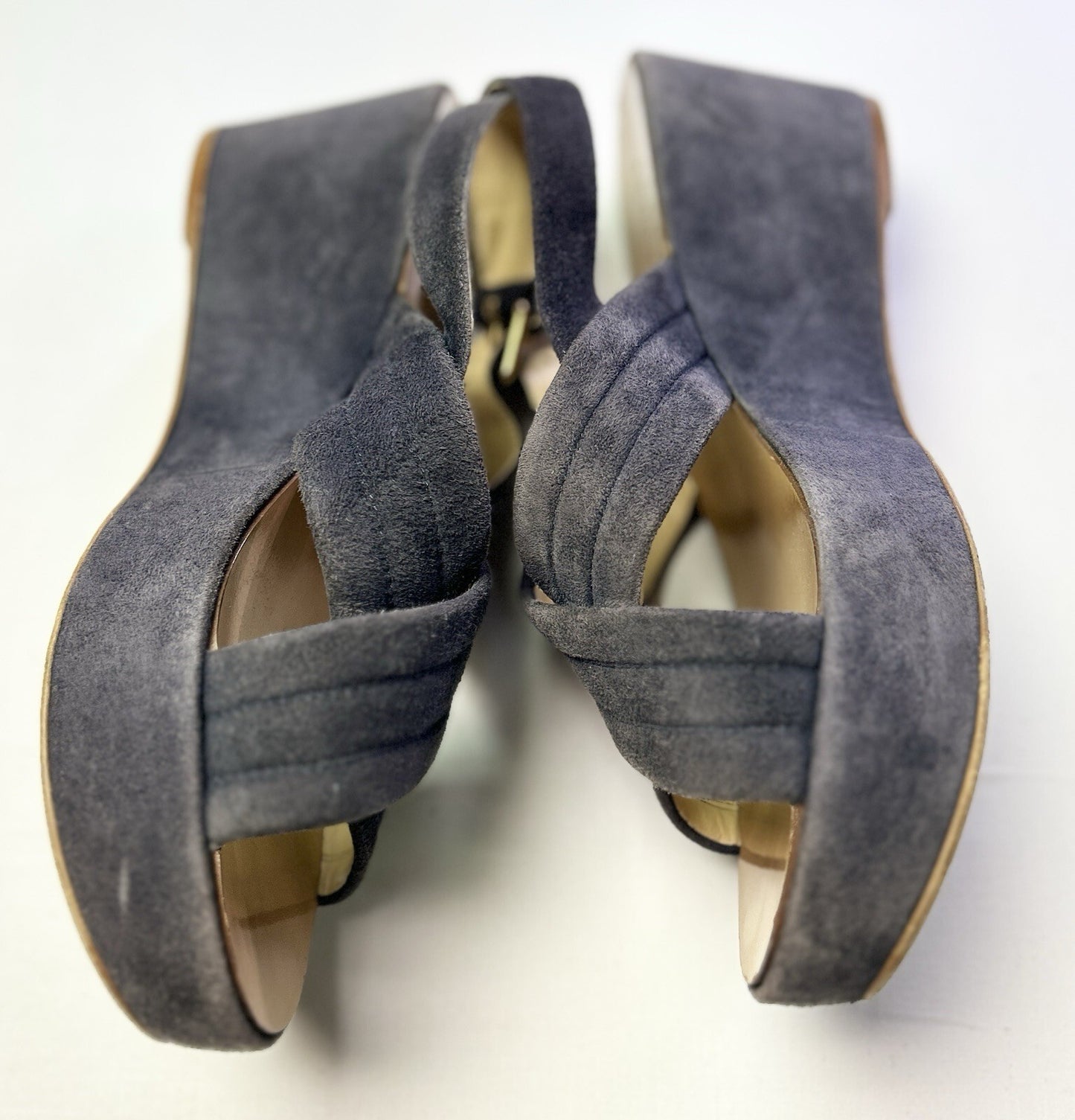 J.Crew Navy Suede Platform Sandals Women's Buckle Slingback Size 9