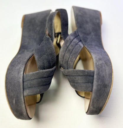 J.Crew Navy Suede Platform Sandals Women's Buckle Slingback Size 9