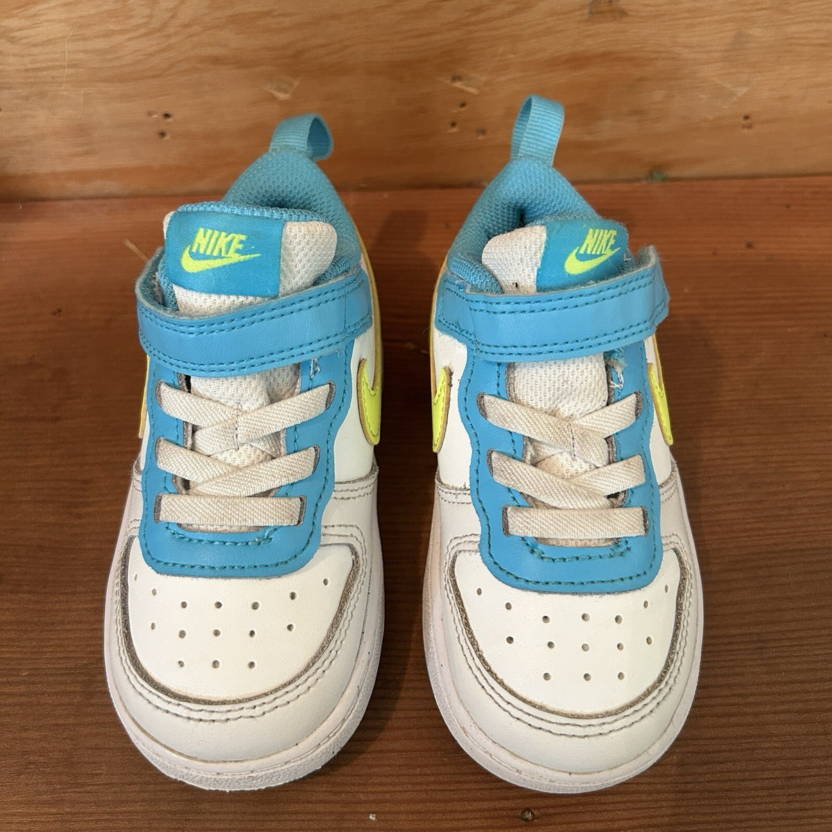 Nike Court Borough Low 2 Toddler 7C White Blue Volt Sneakers BQ5453-122