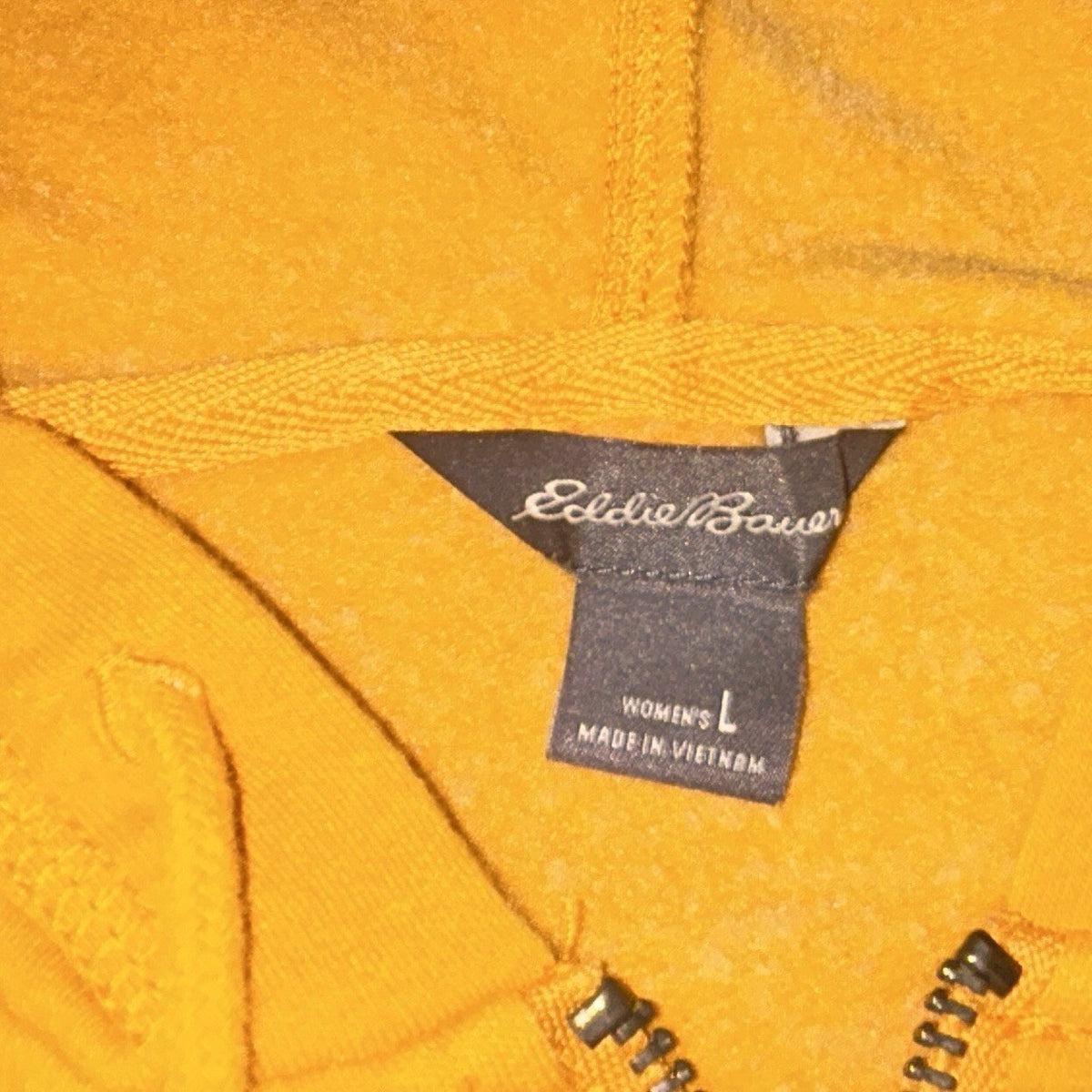 Eddie Bauer Cozy Camp Full Zip Hoodie Women’s Lg Mustard Yellow Stretch Fleece