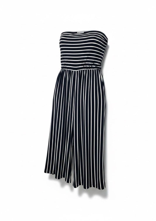 J for Justify Womens 3X Navy White Striped Wide Leg Palazzo Pants Plus Size