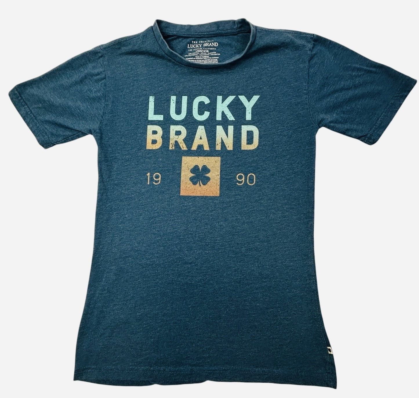 Lucky Brand Women's Graphic T-Shirt Lucky Brand 1990 Clover Blue Size L/G 14-16