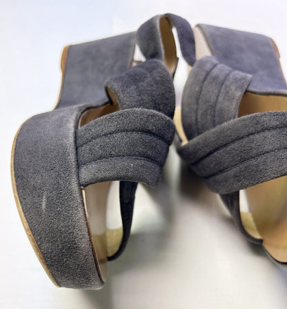 J.Crew Navy Suede Platform Sandals Women's Buckle Slingback Size 9