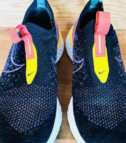 Nike React Phantom Run Flyknit Women's Size 7.5 Black Multi Color Slip On Shoes