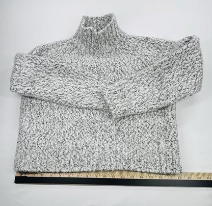 Vince Wool Cashmere Turtleneck Sweater M Chunky Knit Italian Yarn Ivory Gray
