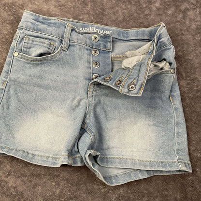 Wallflower Girls Light Wash Denim Shorts Button Fly Stretch Jean Shorts