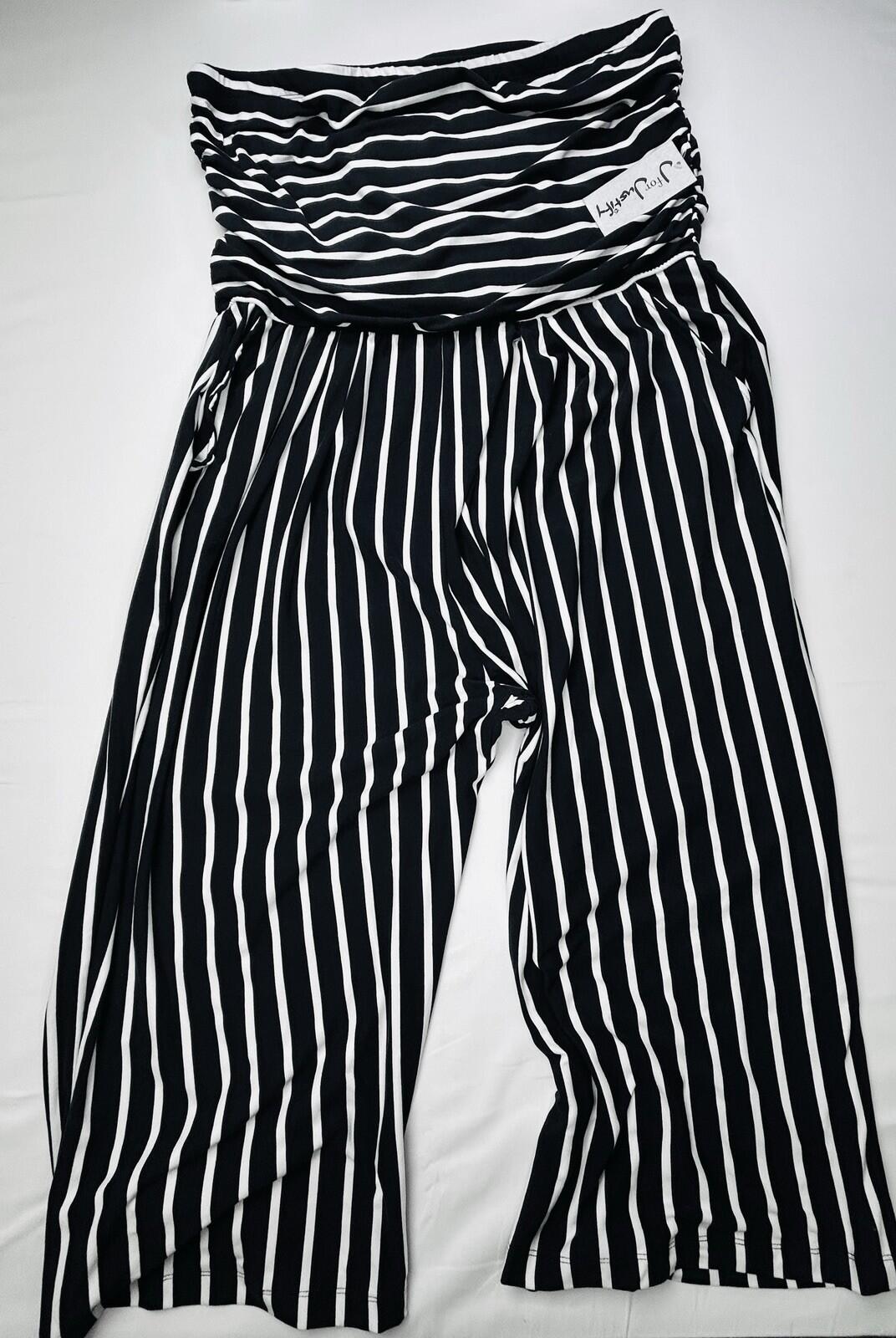 J for Justify Womens 3X Navy White Striped Wide Leg Palazzo Pants Plus Size