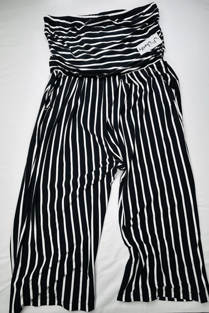 J for Justify Womens 3X Navy White Striped Wide Leg Palazzo Pants Plus Size