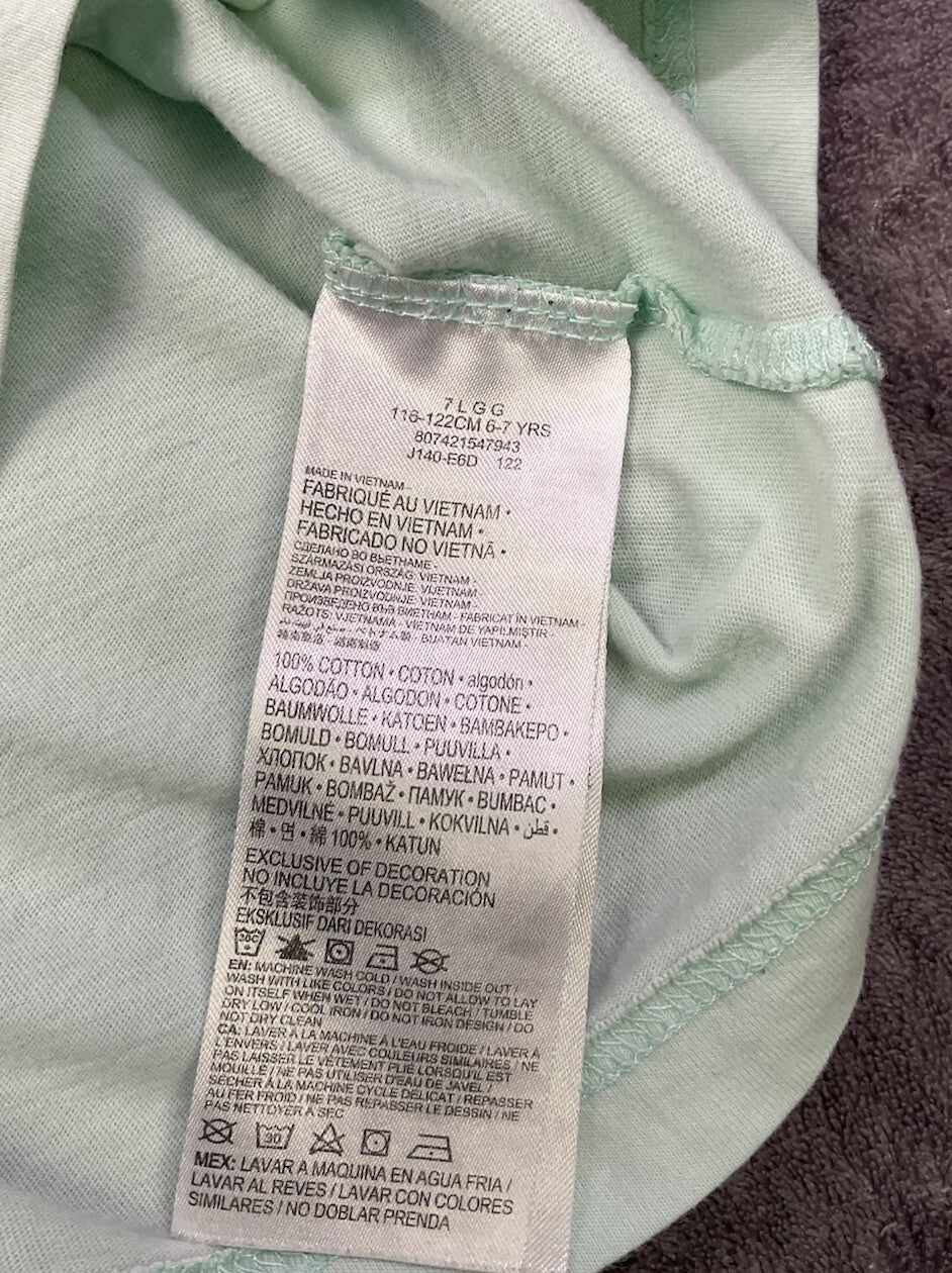 Nike Graphic T-Shirt Size Large 6-7 Mint Green Triple Swoosh Short Sleeve