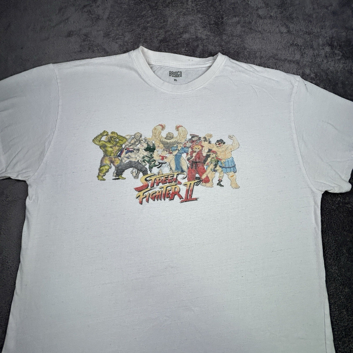 Street Fighter II Brisco Brands T-Shirt Men’s XL White Graphic Video Game Tee