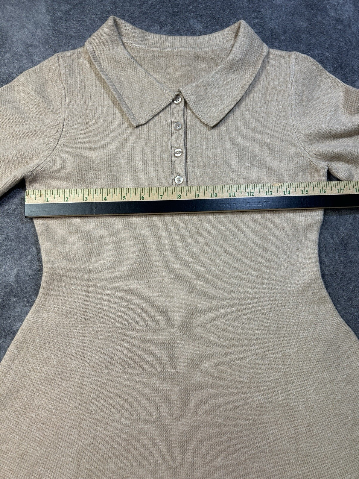 Women's Knit Polo Sweater Dress Beige Unknown Size