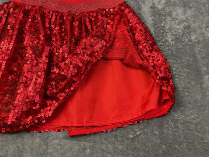 Cat & Jack Girls Red Sequin Skirt XS 4/5 Holiday Christmas Party Lined Sparkle