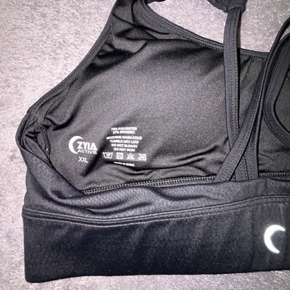 ZYIA Active Sports Bra Womens XXL Black Animal Print Athletic Workout