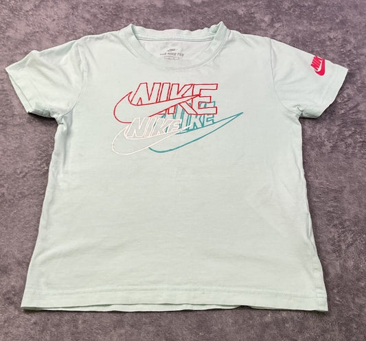 Nike Graphic T-Shirt Size Large 6-7 Mint Green Triple Swoosh Short Sleeve