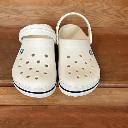 Crocs Classic Clog White Black Stripe Unisex Comfort Shoes Size M7 W9 Preowned