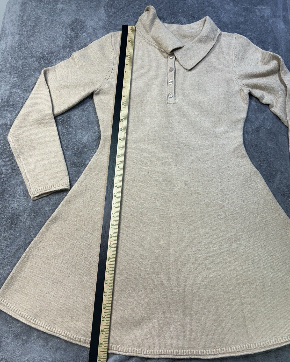 Women's Knit Polo Sweater Dress Beige Unknown Size