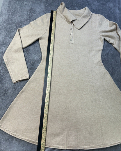Women's Knit Polo Sweater Dress Beige Unknown Size