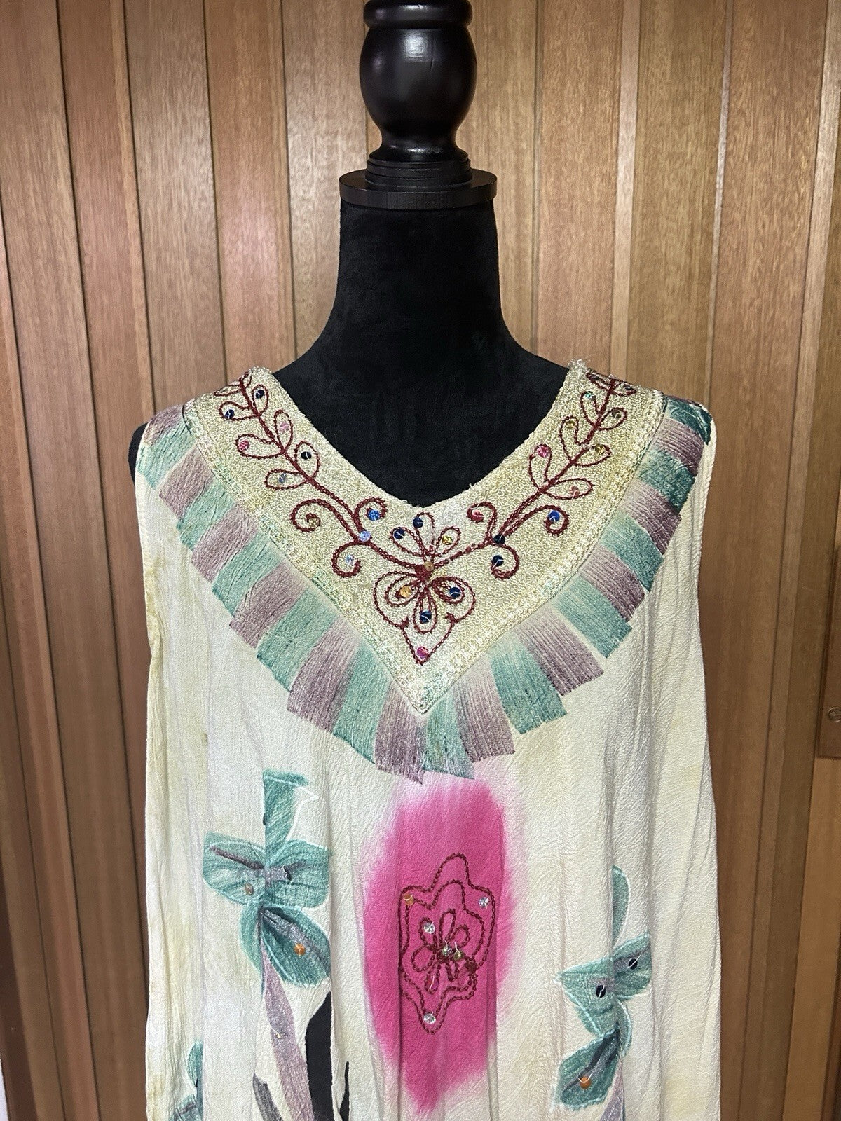 River Sun Women’s 3X Boho Dress Embroidered Sequin Floral Handkerchief Hem