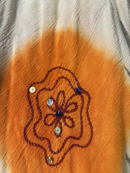 River Sun Women’s 3X Boho Dress Embroidered Sequin Floral Handkerchief Hem