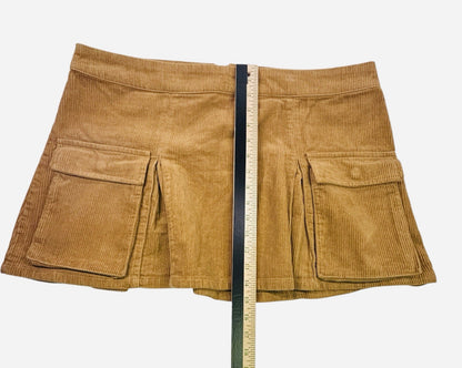 Wild Fable XL Brown Corduroy Mini Skirt Cargo Pocket Stretch Women's Tan
