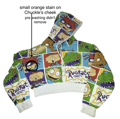 Rugrats Cropped Hoodie Women’s Medium Nickelodeon Pullover Sweats Cartoon
