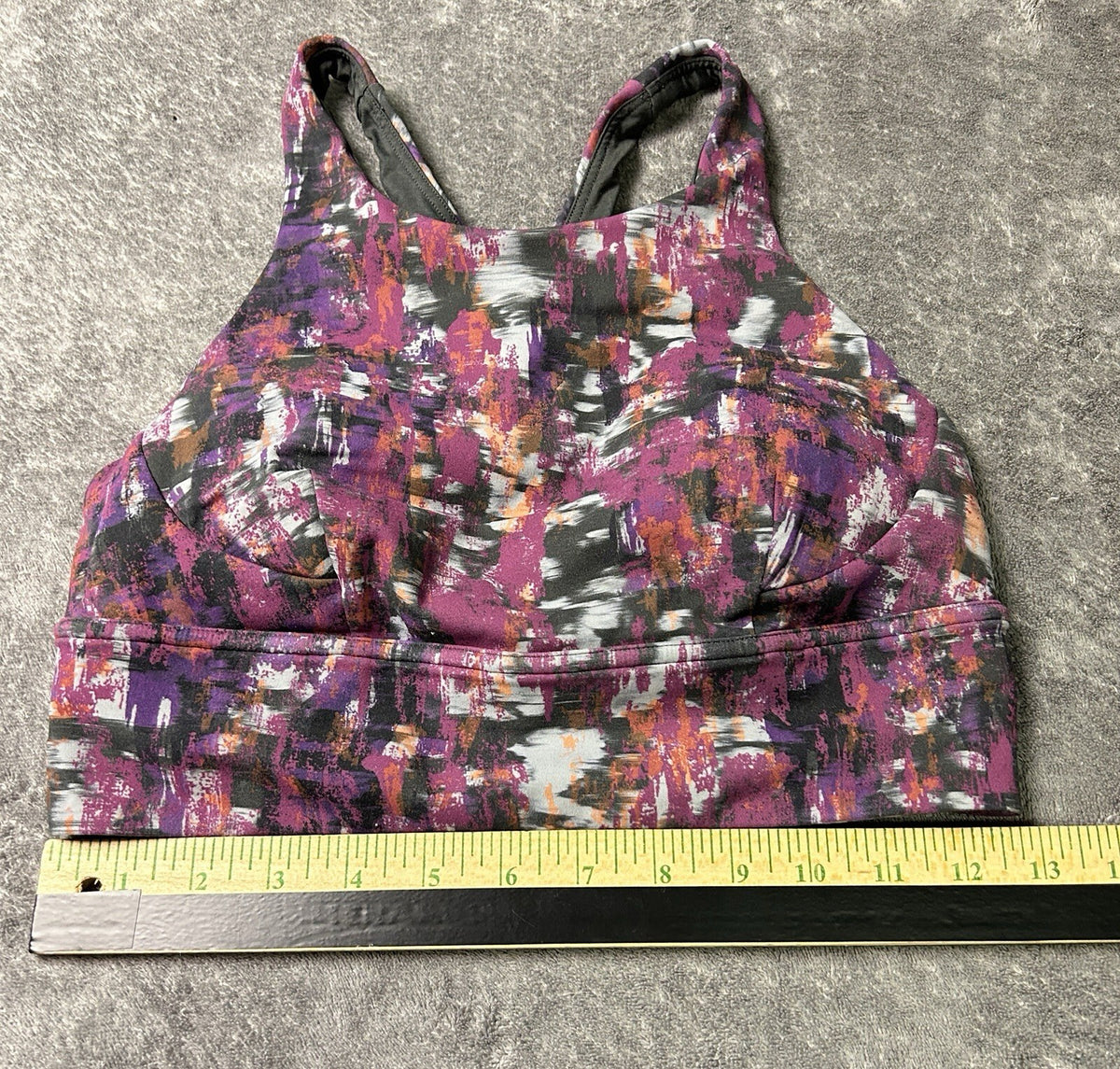 Lululemon Wunder Train Longline Sports Bra Size 8 Purple Black Abstract Print
