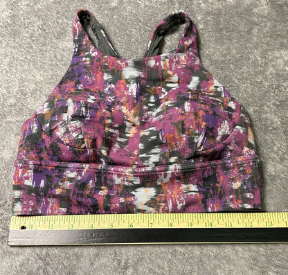 Lululemon Wunder Train Longline Sports Bra Size 8 Purple Black Abstract Print