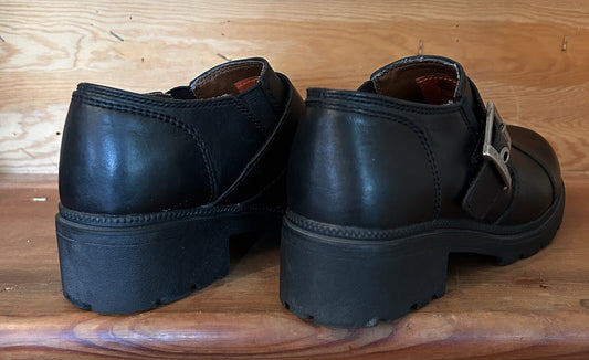 Harley-Davidson Sarah 83219 Womens 6.5 Black Leather Chunky Buckle Shoes