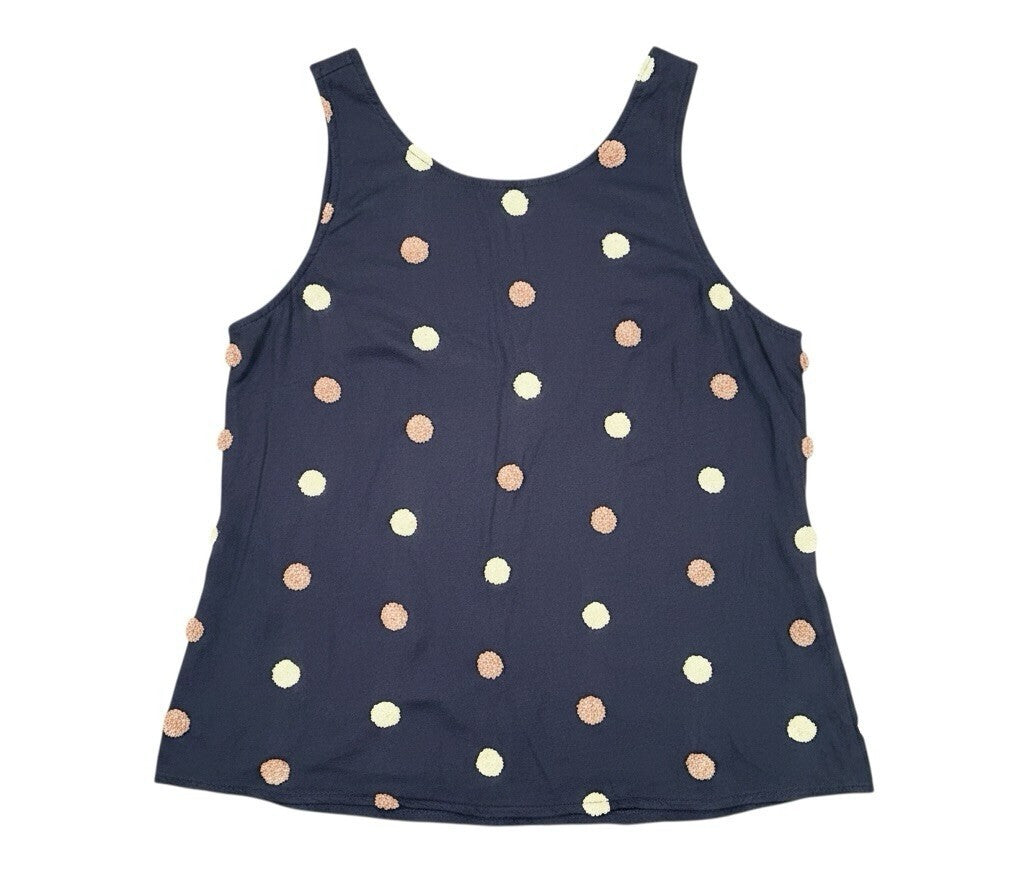 Blu Pepper Women’s Large Navy Textured Polka Dot Sleeveless Tank Top