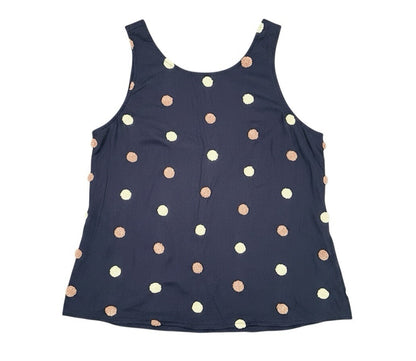 Blu Pepper Women’s Large Navy Textured Polka Dot Sleeveless Tank Top