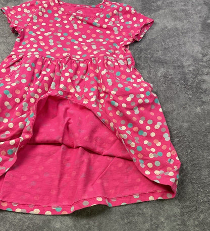 Wonder Nation Girls Pink Polka Dot Dress Size 5T Short Sleeve Pockets Cotton