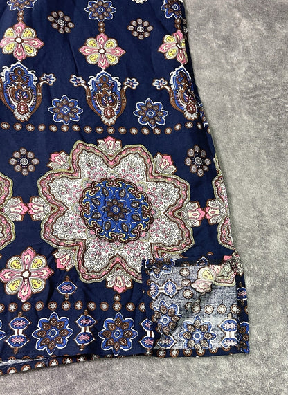 Halife Women’s XL Navy Boho Medallion Print Tunic Dress NWT 3/4 Sleeve