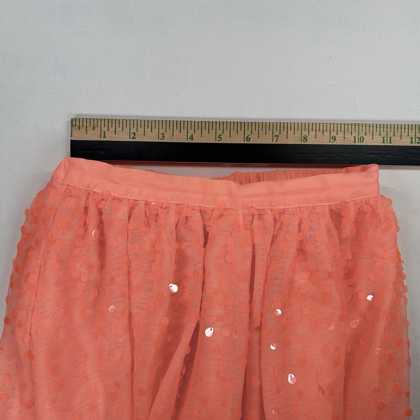 Cat & Jack Girls Coral Sequin Tulle Skirt Lined Elastic Waist Size M