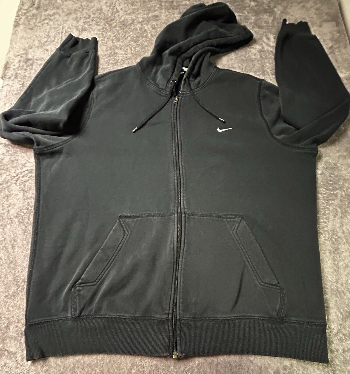 Nike ClSSIC Hooded Jacket Men's XL Black Full Zip Fleece 341573 Swoosh