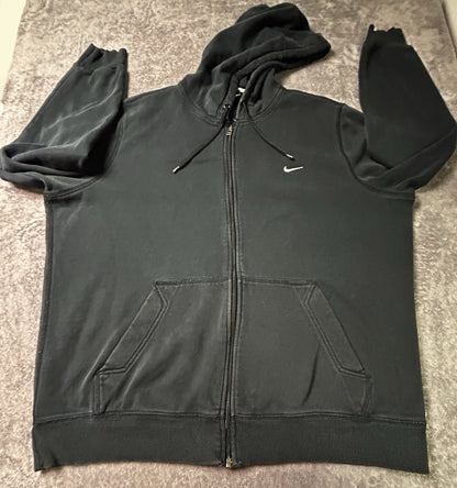 Nike ClSSIC Hooded Jacket Men's XL Black Full Zip Fleece 341573 Swoosh