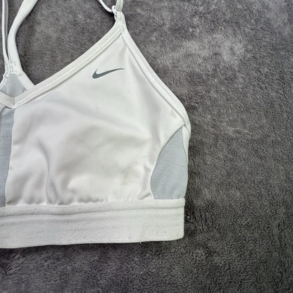 Nike Women’s Sports Bra Size Small White Gray Adjustable Strap Racerback