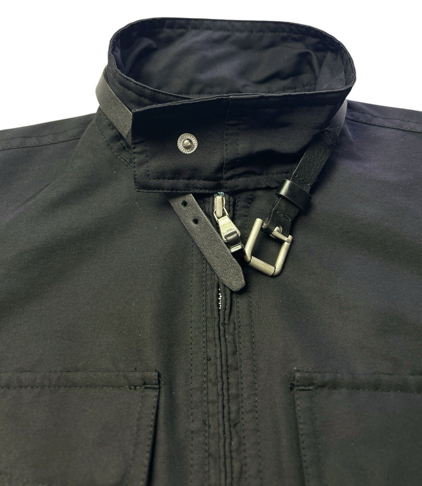 Lauren Ralph Lauren Utility Vest Womens Medium Black Zip Front Belted Collar