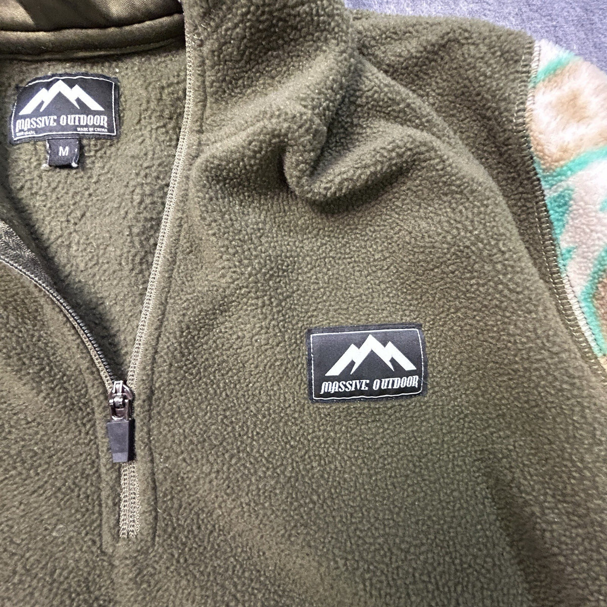 Massive Outdoor Fleece Hoodie Quarter Zip Tribal Aztec Medium