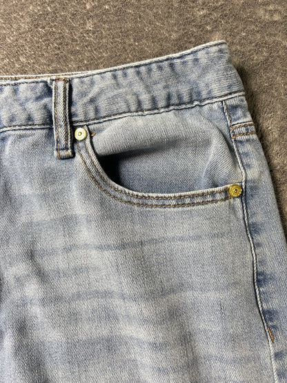 OAT New York Cloud Luxe Jeans Womens 12/31 High Rise Wide Leg Light Wash Denim