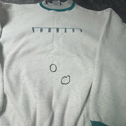 Vintage 90s LA LOVING Norwest Crewneck Sweatshirt Mens XL Teal Striped