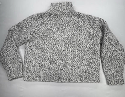 Vince Wool Cashmere Turtleneck Sweater M Chunky Knit Italian Yarn Ivory Gray