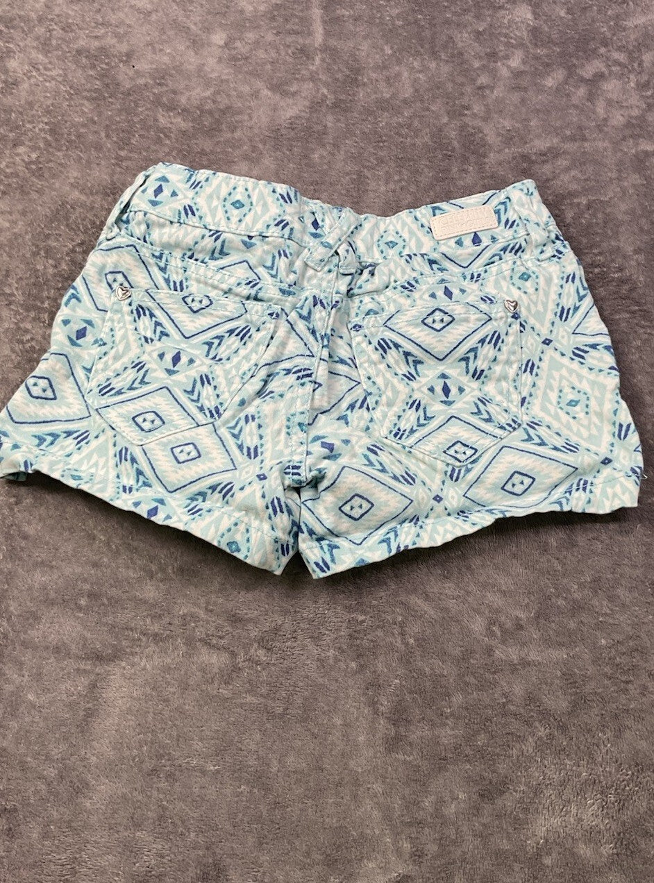 Celebrity Pink Girls Shorts Size 10 Blue Aztec Print Stretch Denim Shorts